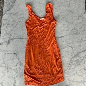Orange V neck Mini Dress Size Small